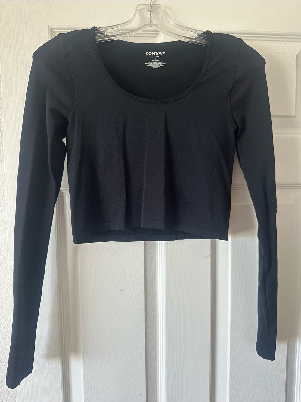 PacSun Contour Black Long Sleeve Scoop Neck Crop Top- size S
